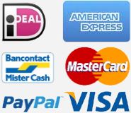 veilig betalen met iDEAL, American Express, Mastercard, Visa, Mistercash of PayPal