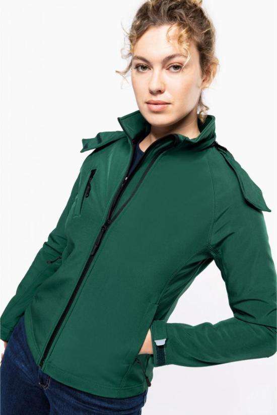 K414-2_2024 Dames Softshell Jas Met Afneembare Capuchon