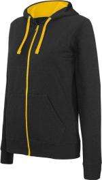 Dames Sweater met Rits en Capuchon in Contrasterende Kleur Kariban