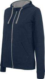 Dames Sweater met Rits en Capuchon in Contrasterende Kleur Kariban