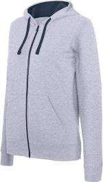 Dames Sweater met Rits en Capuchon in Contrasterende Kleur Kariban