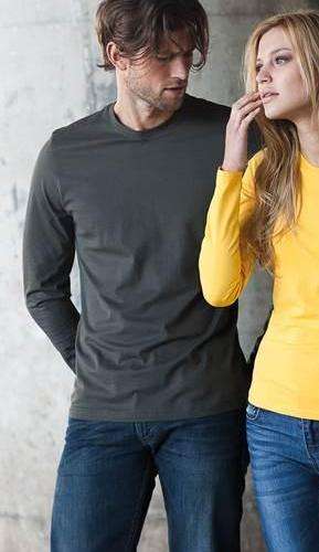 Heren T-shirt lange mouw met ronde hals