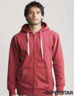 Mantis Mens Superstar Zip Through Hoodie Burgundy