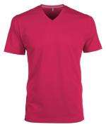 Heren T-shirt korte mouw met V-hals Fuchsia