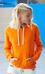 Oranje Dames Sweater met contrasterende capuchon
