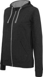 Dames Sweater met Rits en Capuchon in Contrasterende Kleur Kariban