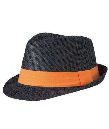 Zwarte Street Style Hoed met Oranje band