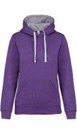 Kariban Dames Sweater met contrasterende capuchon